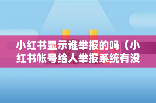 小红书显示谁举报的吗（小红书帐号给人举报系统有没通知?）